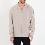 Notch Collar Button Up // Beige (S)
