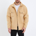 Oversize Three Thread  Shirt Jacket // Beige (S)