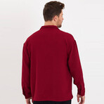 Notched Collar Button-Up Shirt // Claret Red (S)