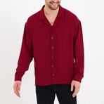 Notched Collar Button-Up Shirt // Claret Red (S)