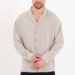 Notch Collar Button Up // Beige (S)