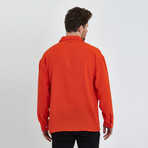 Linen Notched Collar Button-Up Shirt // Orange (S)