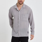 Linen Notched Collar Button-Up Shirt // Gray (S)