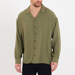 Notch Collar Button Up // Olive Green (S)