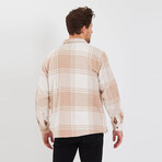 Checkered Shirt Jacket // Tan, White (S)