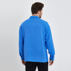 Linen Notched Collar Button-Up Shirt // Blue (S)