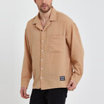 Linen Notched Collar Button-Up Shirt // Soil (S)
