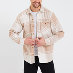 Checkered Shirt Jacket // Tan, White (S)