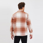 Checkered Shirt Jacket // Burnt Orange, White (S)