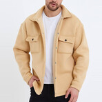 Oversize Three Thread  Shirt Jacket // Beige (S)