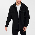 Oversize Three Thread  Shirt Jacket // Black (S)