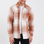 Checkered Shirt Jacket // Burnt Orange, White (S)