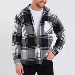 Checkered Shirt Jacket // Black, White (L)