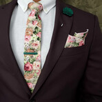 Floral Beige Carnation Tie Set // Traditional
