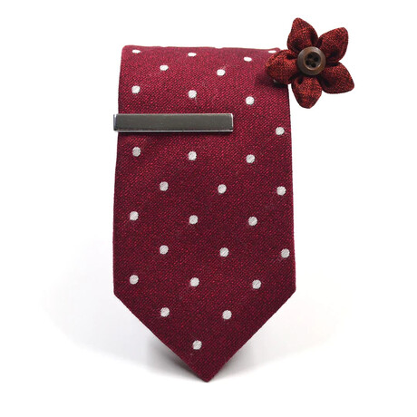 Polka Dot Crimson Tie Set // Traditional