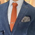 Knitted Point Burnt Orange Tie Set // Skinny