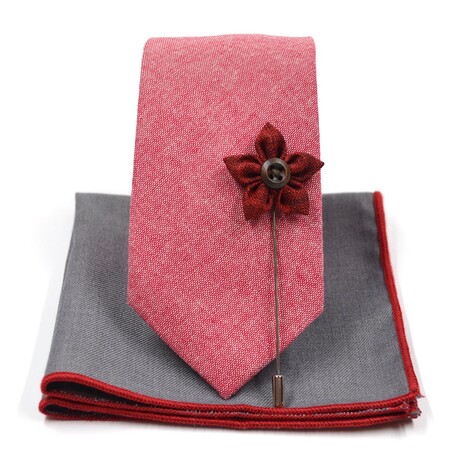 Linen Red Tie Set // Skinny
