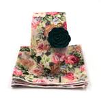Floral Beige Carnation Tie Set // Traditional