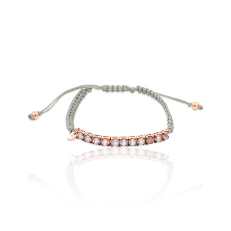 Fine Jewelry // 18K Rose Gold + Cord Diamond + Green Sapphire Bracelet // 6.5"-8" // New