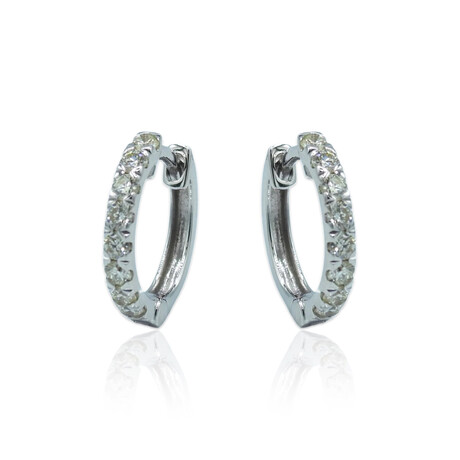 Fine Jewelry // 18K White Gold Diamond Hoop Earrings I // New