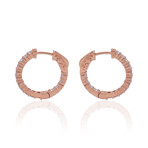 Fine Jewelry // 18K Rose Gold Diamond Hoop Earrings // New
