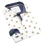 Danini // Pinwheel Pattern Long Sleeve Sport Shirt // White (4XL)