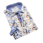 Danini // Abstract Print Long Sleeve Sport Shirt // Blue + Multicolor (3XL)