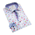 Danini // Floral Print Long Sleeve Sport Shirt // Blue + Multicolor (L)