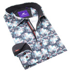 Jack Danni // Pixel Printed Long Sleeve Sport Shirt // Black + Multicolor (L)