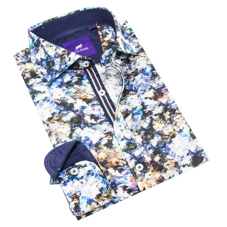 Jack Danni // Abstract Floral Print Long Sleeve Sport Shirt // Multicolor (S)