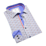 Danini // Microfloral Print Long Sleeve Sport Shirt // Blue + Multicolor (3XL)