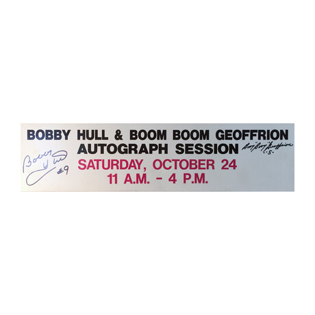 Bobby Hull and Boom Boom Geofferion Signed Vintage Sign // Chicago, Montreal