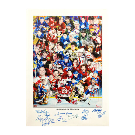 #9/200 - 100 Best Players Canvas Painting // 11 Autographs // "Legends of Hockey"