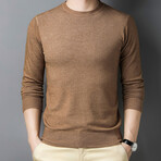 Heathered O-Neck Sweater // Tan (XL)