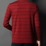 Striped Crew Neck Sweater // Red (2XL)