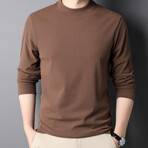Logo Striped O-Neck Sweater // Light Brown (M)