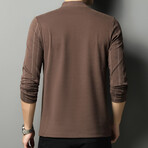 Vertical Striped O-Neck Sweater // Brown (2XL)
