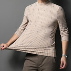 Logo Striped O-Neck Sweater // Cream (XL)