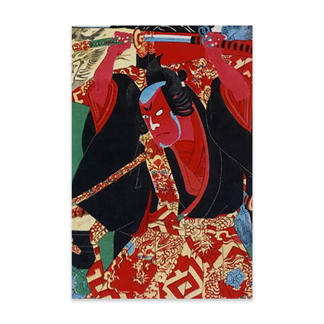 Samurai Painted Red Print // Unknown Artist (16"H x 24"W x 0.25"D)