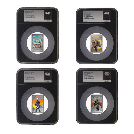 2022 Niue Star Wars Mandalorian Poster 1 oz Silver Series // 4 Coin Set // NGC Certified MS70 First Release Black Core