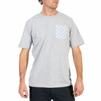 Gray Slub T-Shirt With Contrast Pocket // Heather Gray (XL)