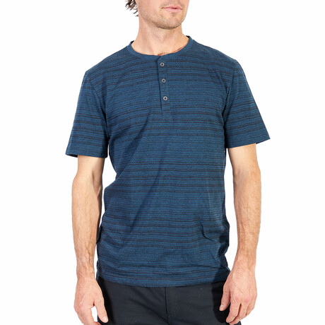 Henley Striped T-Shirt // Navy (S)