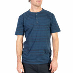Henley Striped T-Shirt // Navy (M)