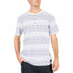 Henley Striped T-Shirt // White (L)
