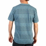 Henley Striped T-Shirt // Sage (L)