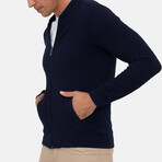 Brescia College Collar Zip Up Sweatshirt // Navy (S)