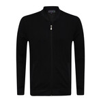 Bologna College Collar Zip Up Sweatshirt // Black (S)