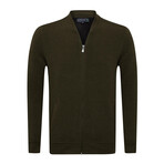 Islandia College Collar Zip Up Sweatshirt // Olive (S)
