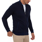 Bologna College Collar Zip Up Sweatshirt // Navy (XL)