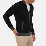 Napoli College Collar Zip Up Sweatshirt // Black (S)